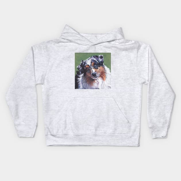 Australian Shepherd Fine Art Painting Kids Hoodie by LASHEPARD